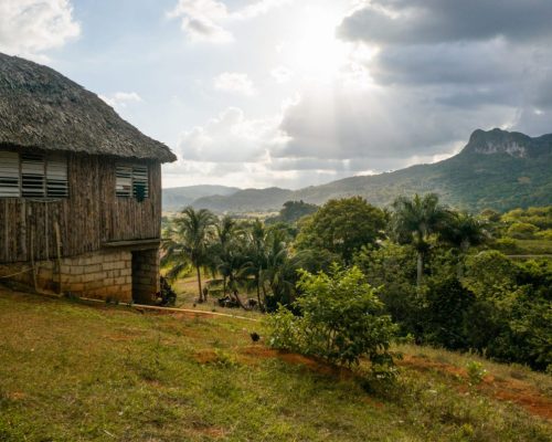 Scenic Landscape With Little House in Mountains, Cuba, Vinales Valley